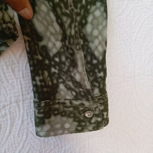 Calvin Klein Jeans Green Snake Print Button-Up Shirt Size M Womens Bohemia - Picture 5 of 9